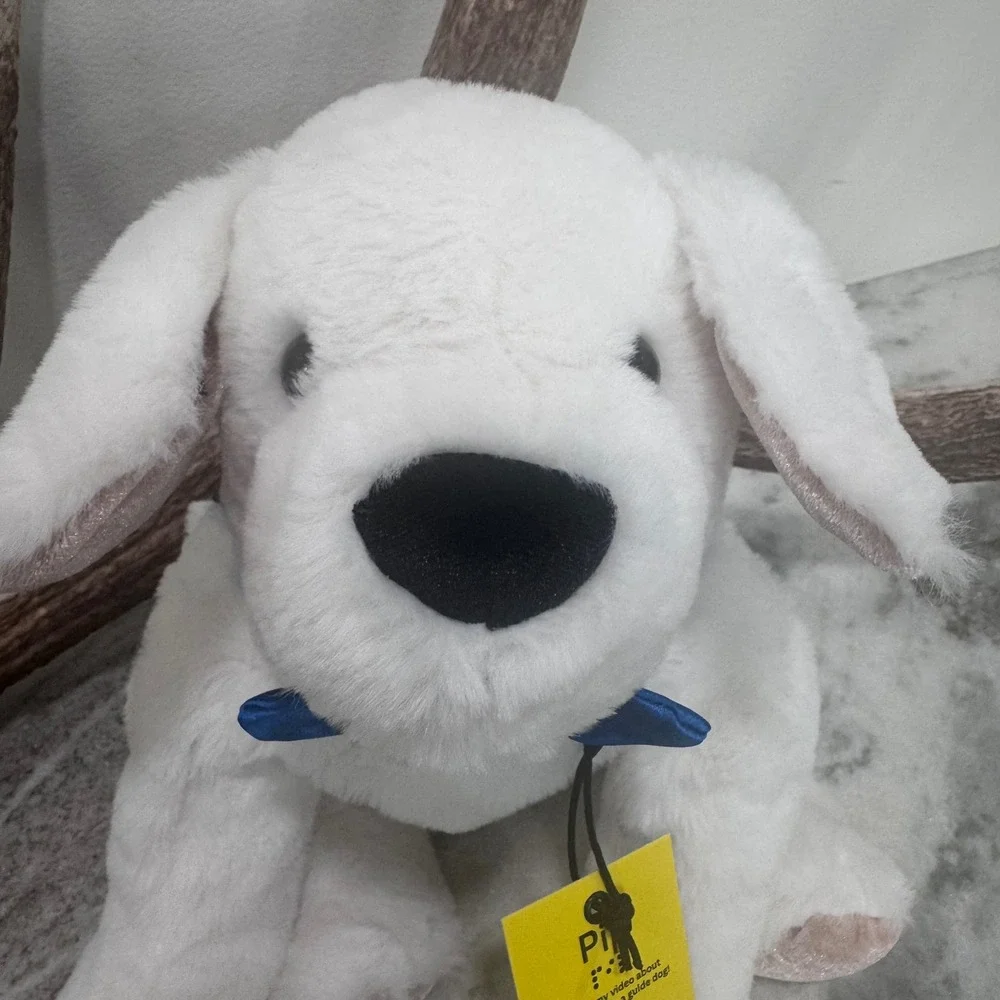 Two Blind Brothers Pip the Guide Dog Plush White Puppy Stuffy Blue Cape NWT